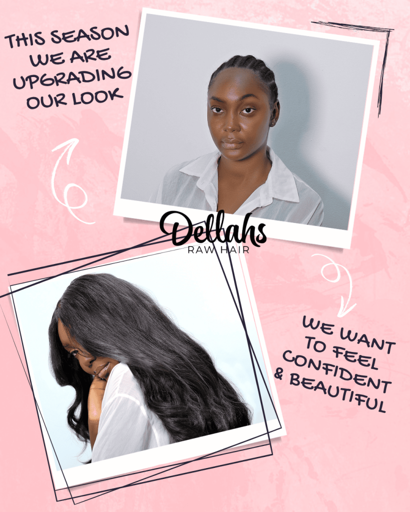 before and after raw cambodian human hair- dellahs raw hair