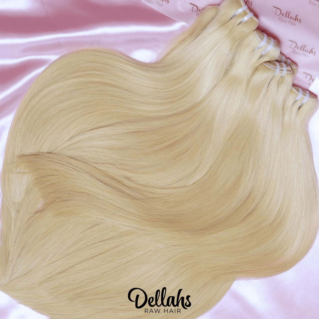 raw hair extensions coloured to blonde
