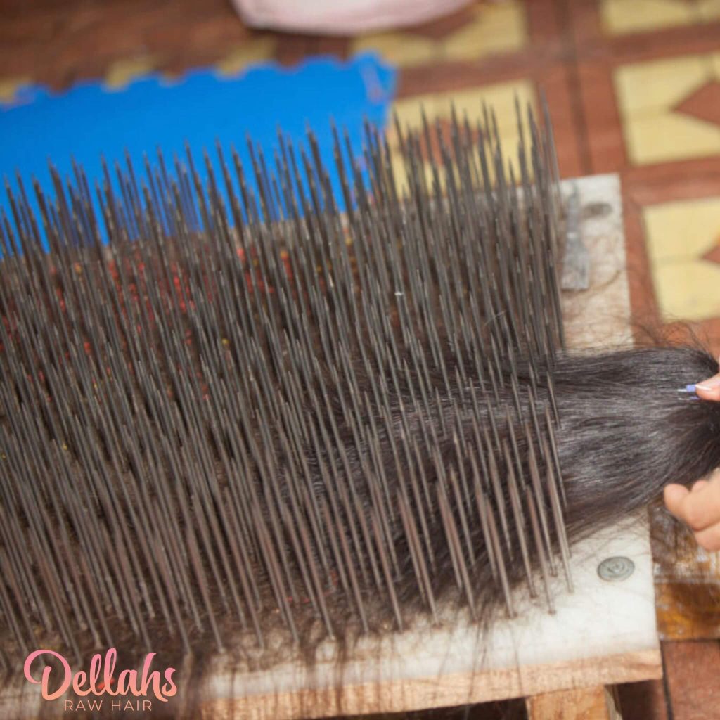 The process of Double Drawn and super double drawn Raw Virgin Cambodian Human Hair for sale.Luxury Premium Hair extensions Dellahs Raw Hair